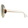Marie Oversized Sunglasses in Light Gold and Grey sold by Linda Farrow