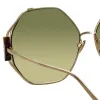 Marie Oversized Sunglasses in Light Gold and Grey sold by Linda Farrow