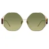 Marie Oversized Sunglasses in Light Gold and Grey sold by Linda Farrow