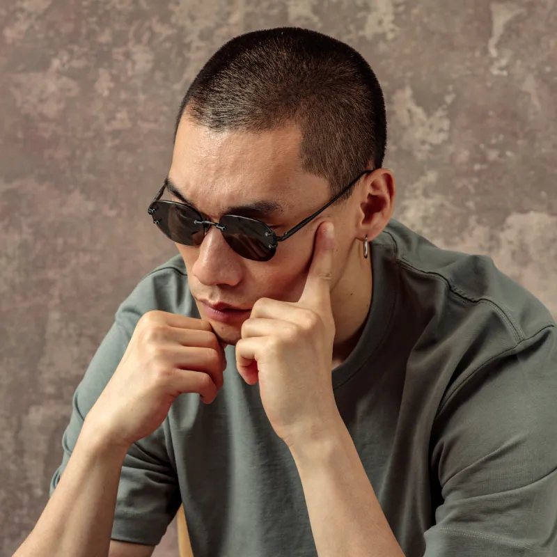 Men's Sandor Angular Sunglasses in Matt Nickel sold by Linda Farrow