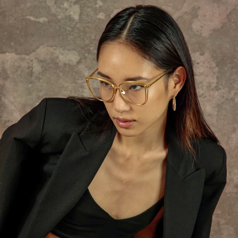 Dinah Cat Eye Optical Frame in Yellow Gold sold by Linda Farrow