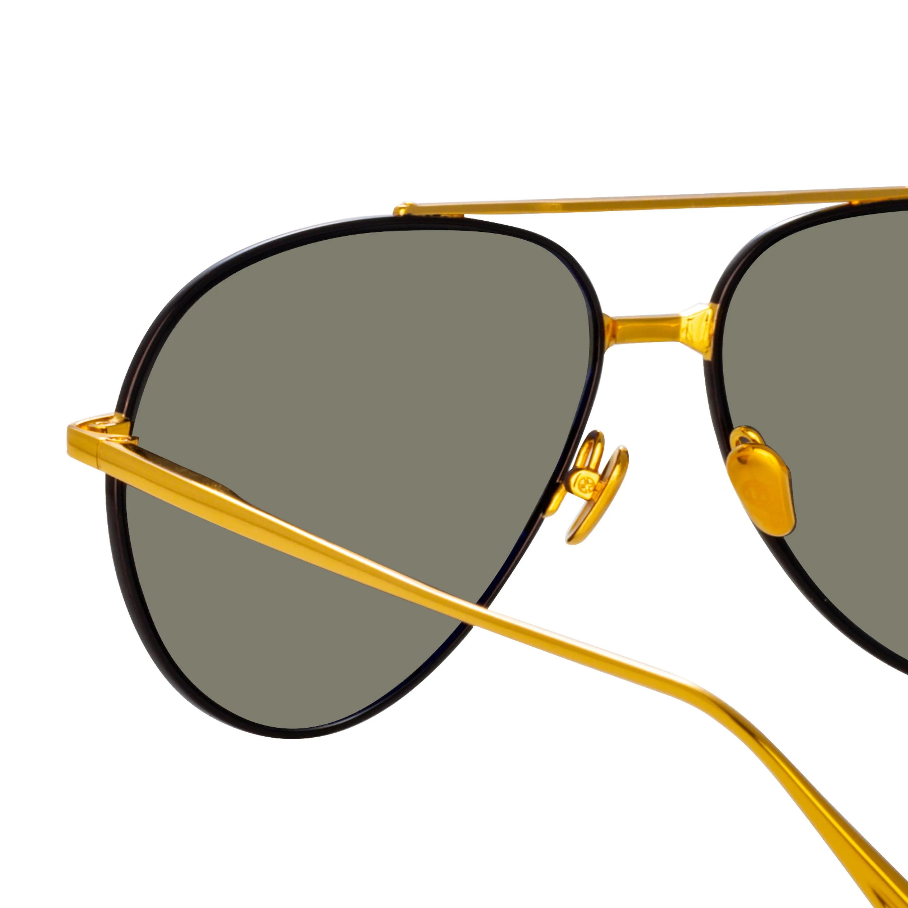 Marcelo Aviator Sunglasses in Black and Yellow Gold sold by Linda Farrow product image thumbnail 5