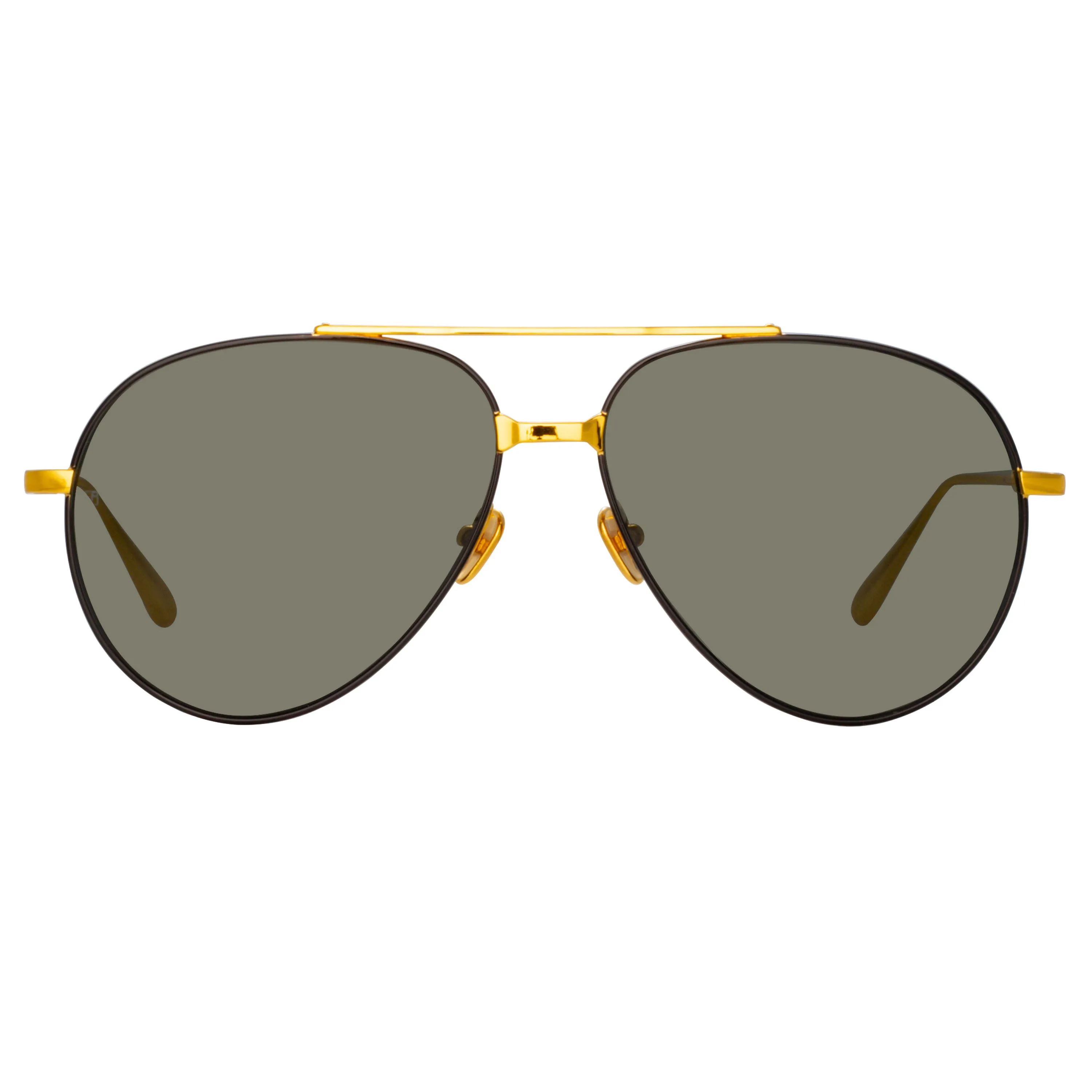 Marcelo Aviator Sunglasses in Black and Yellow Gold sold by Linda Farrow product image thumbnail 2