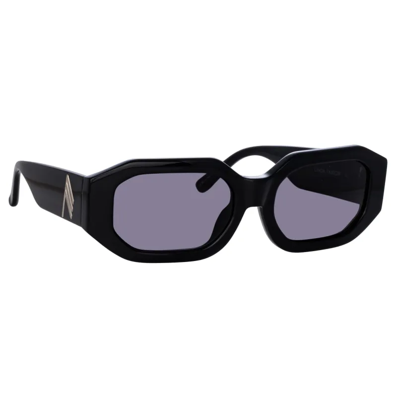 Blake Angular Sunglasses in Black sold by Linda Farrow