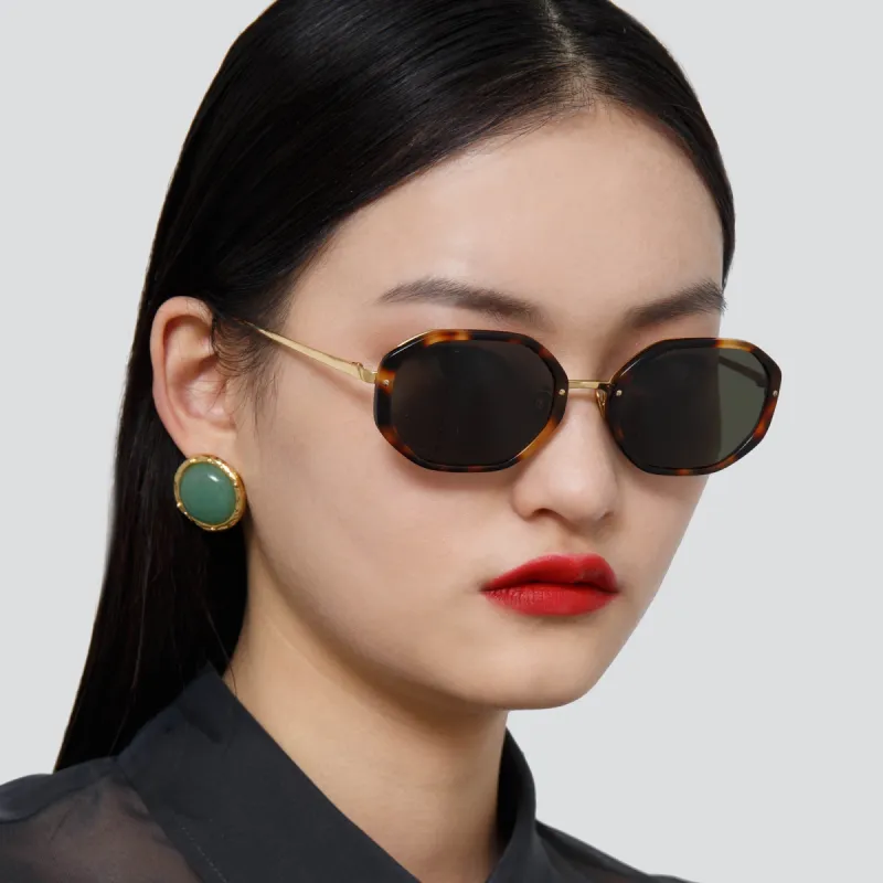 Tyler Angular Sunglasses in Tortoiseshell sold by Linda Farrow