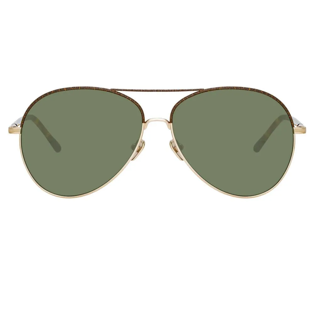 Diabolo Aviator Sunglasses in Light Gold sold by Linda Farrow