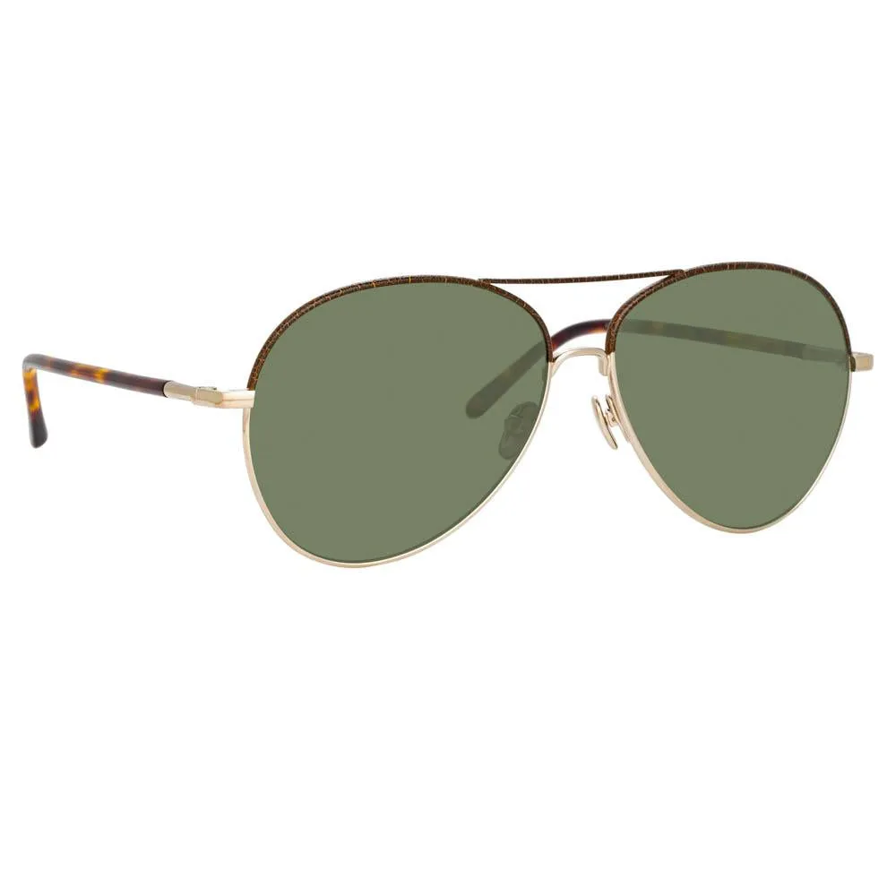 Diabolo Aviator Sunglasses in Light Gold sold by Linda Farrow product image thumbnail 2