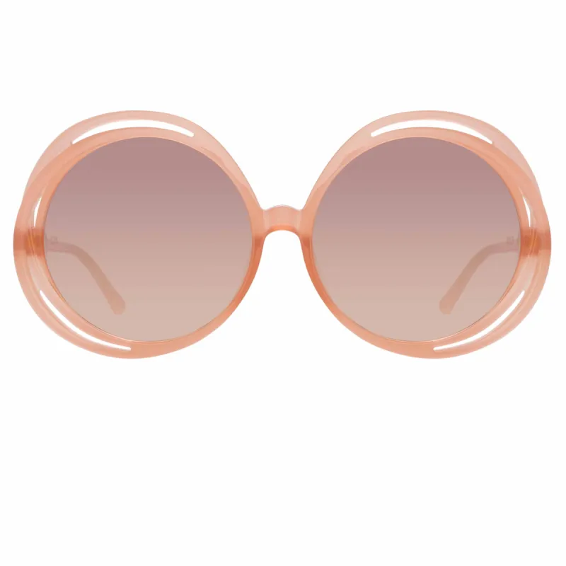 Ellen Round Sunglasses in Orange sold by Linda Farrow