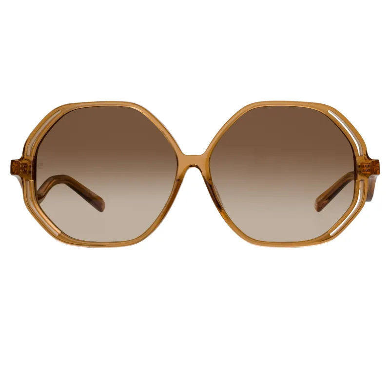 Una Oversized Sunglasses in Tobacco sold by Linda Farrow