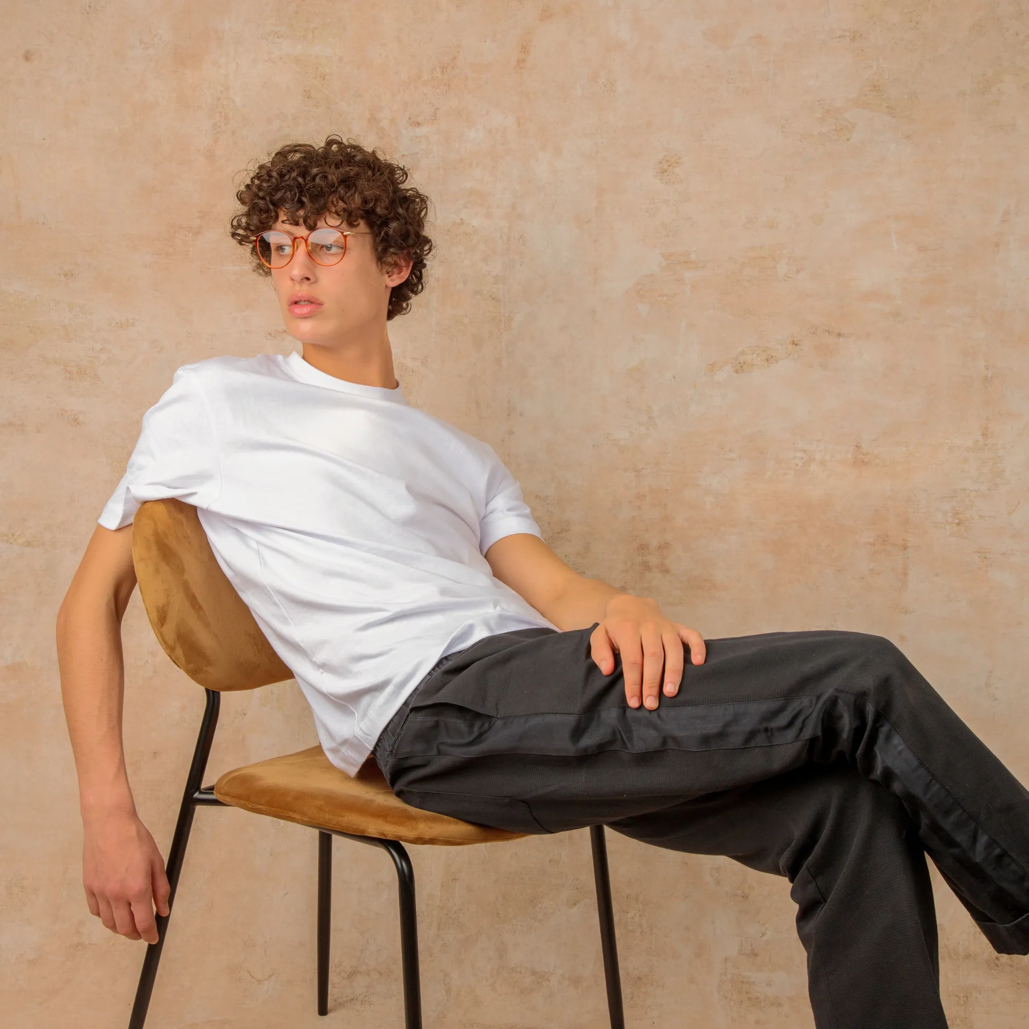 Men's Gray Oval Optical Frame in Amber (Asian Fit) sold by Linda Farrow