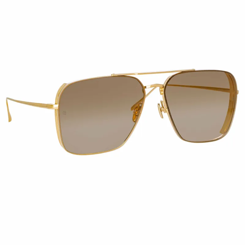 The Asher | Aviator Sunglasses in Light Gold Frame (C4) sold by Linda Farrow