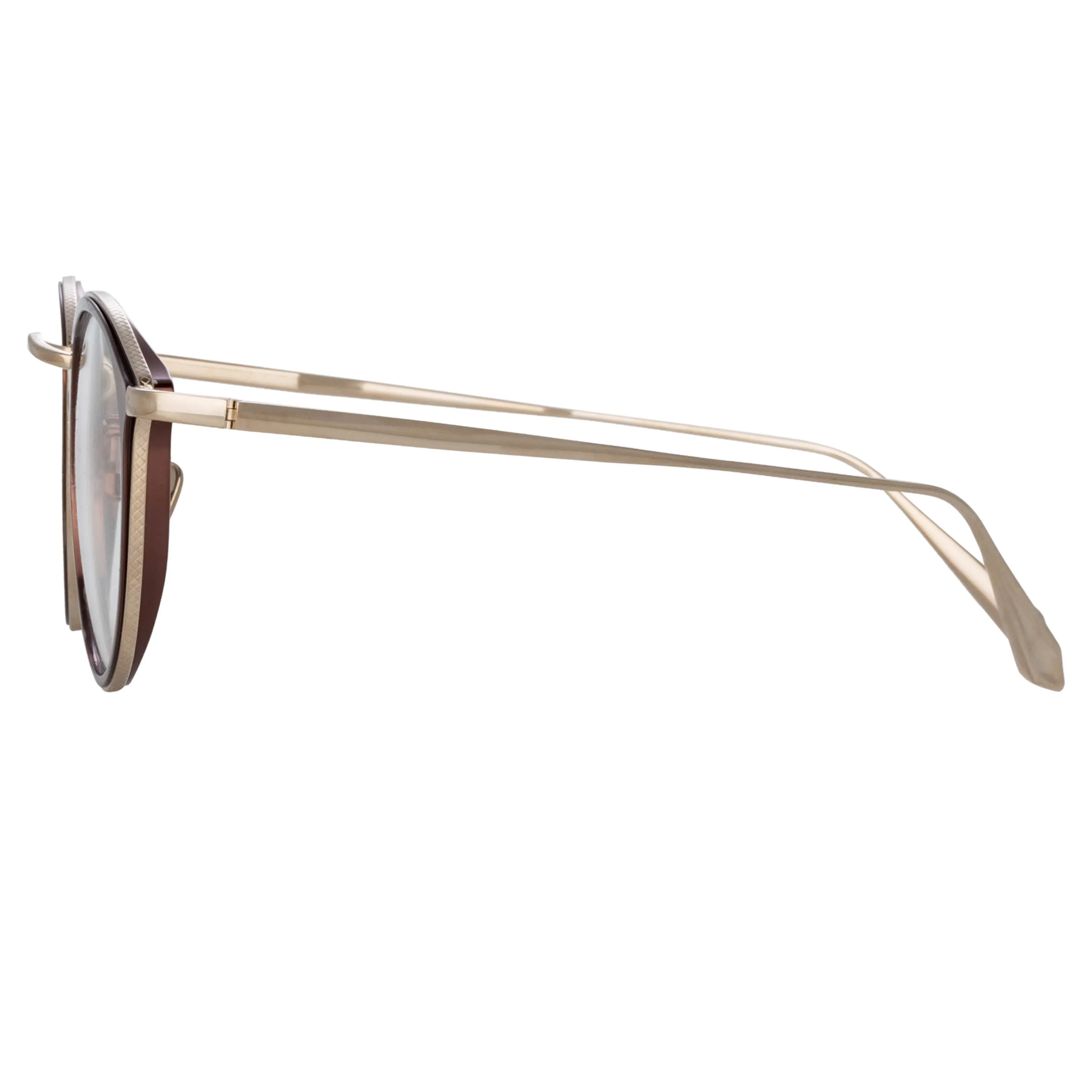 Luis Oval Optical Frame in Light Gold and Brown sold by Linda Farrow product image thumbnail 3