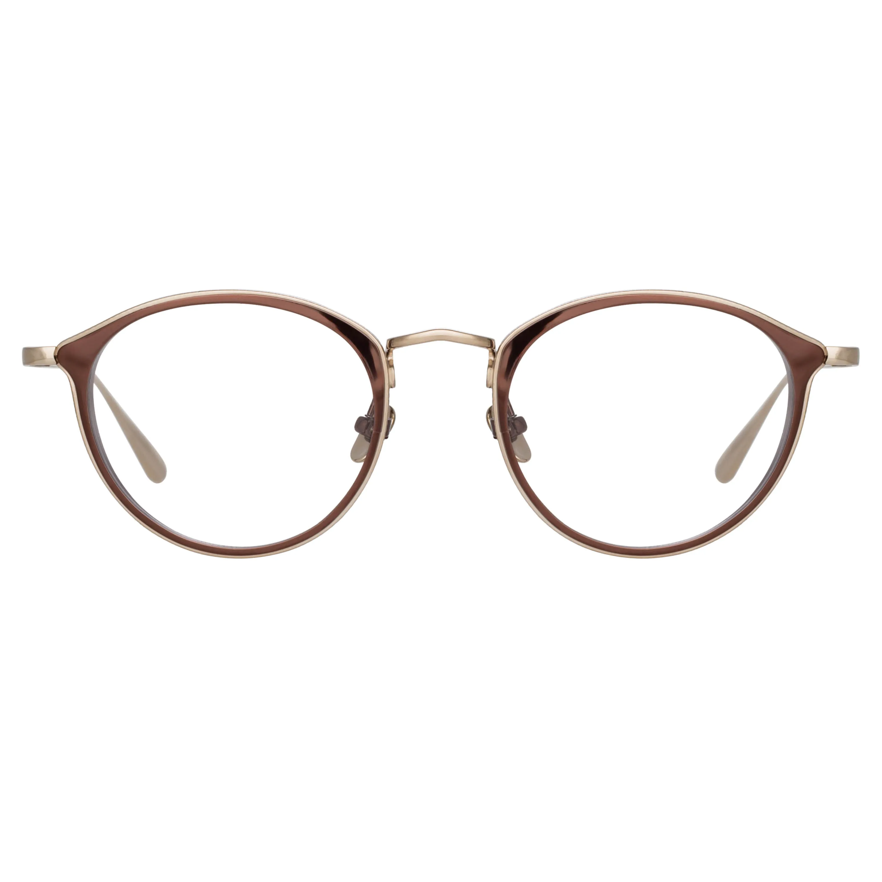Luis Oval Optical Frame in Light Gold and Brown sold by Linda Farrow product image thumbnail 2