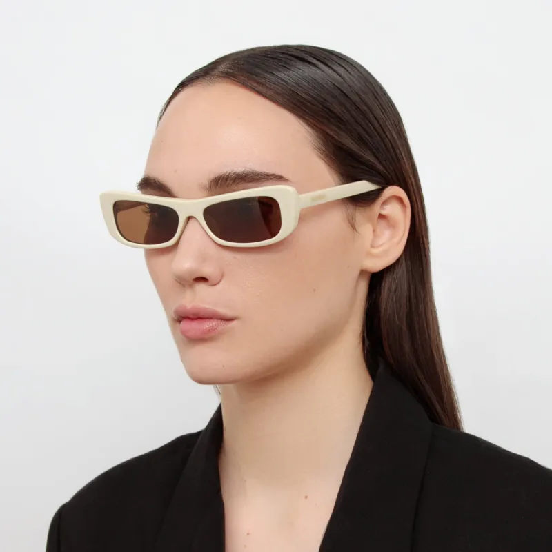 Capri Rectangular Sunglasses in Beige by Jacquemus sold by Linda Farrow