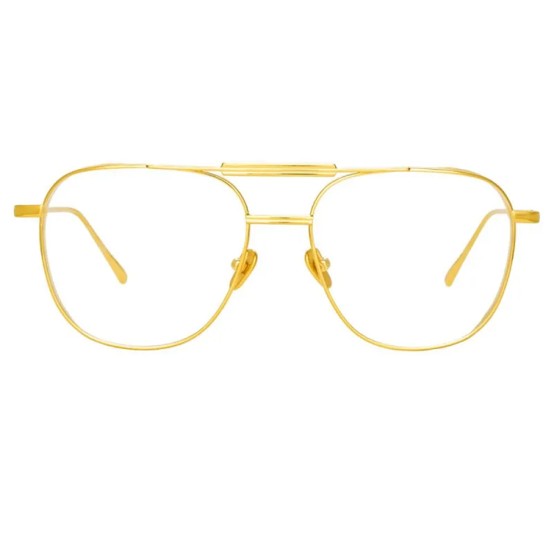 Wilder Aviator Optical Frame in Yellow Gold sold by Linda Farrow