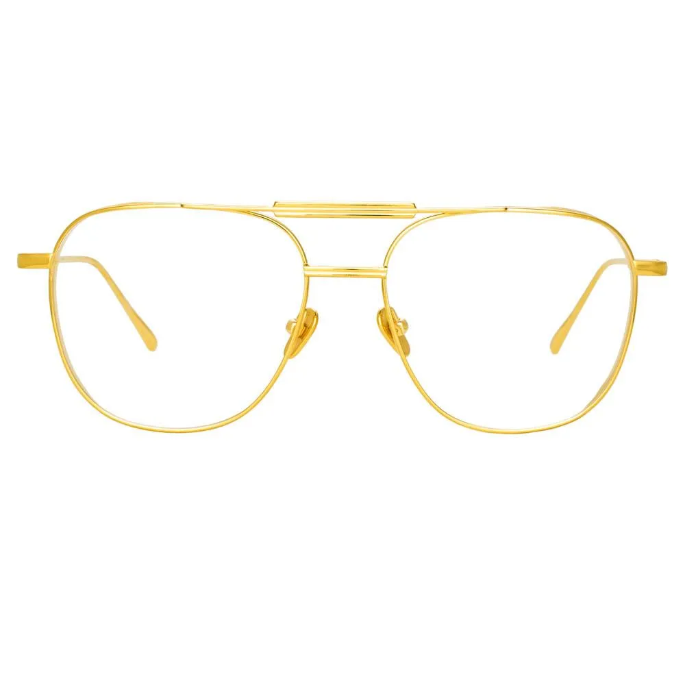 Wilder Aviator Optical Frame in Yellow Gold sold by Linda Farrow