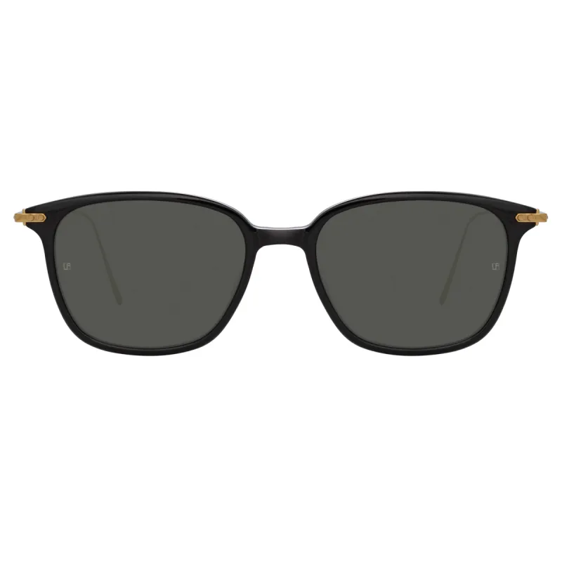 Coffey Rectangular Sunglasses in Black sold by Linda Farrow