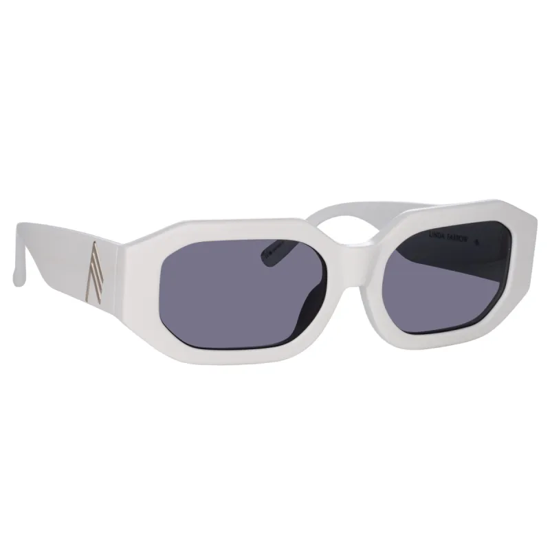 Blake Angular Sunglasses in White sold by Linda Farrow