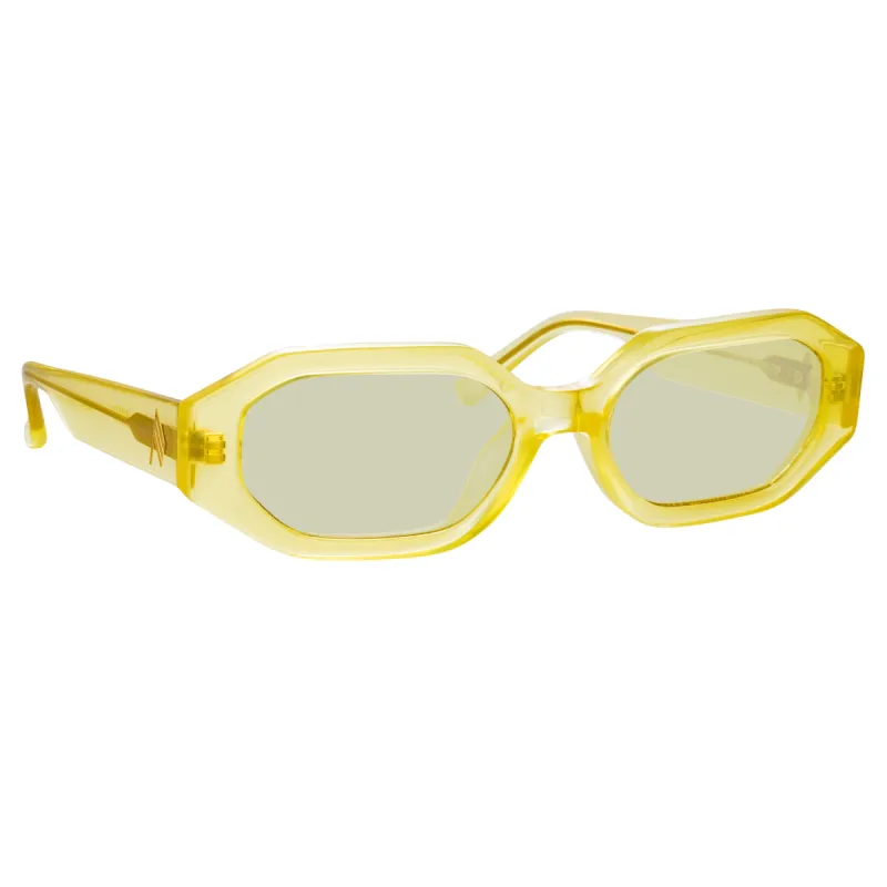The Attico Irene Angular Sunglasses in Yellow sold by Linda Farrow