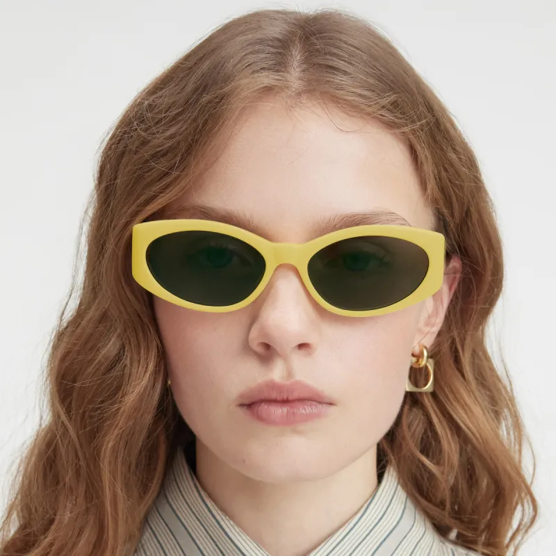 Ovalo Oval Sunglasses in Yellow by Jacquemus sold by Linda Farrow