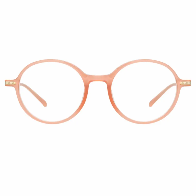 Merrick Oval Optical Frame in Nectarine sold by Linda Farrow