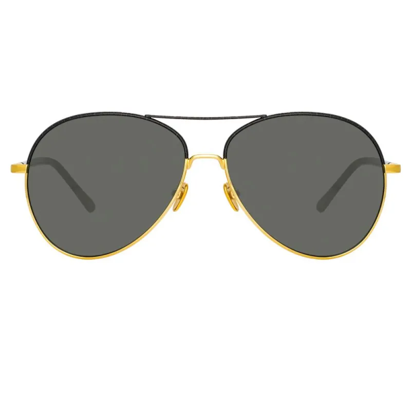 Diabolo Aviator Sunglasses in Yellow Gold sold by Linda Farrow