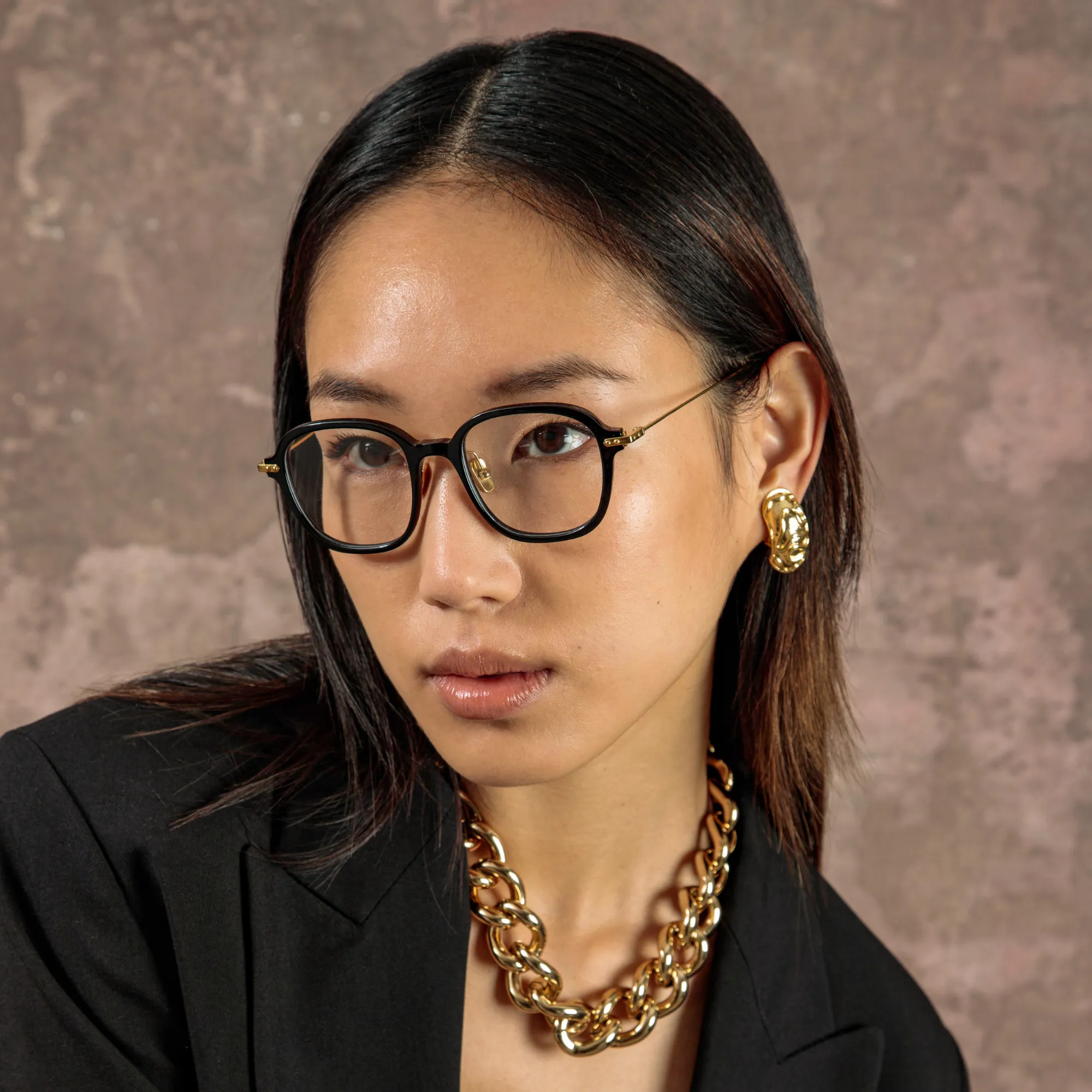 Lane Square Optical Frame in Black (Asian Fit) sold by Linda Farrow