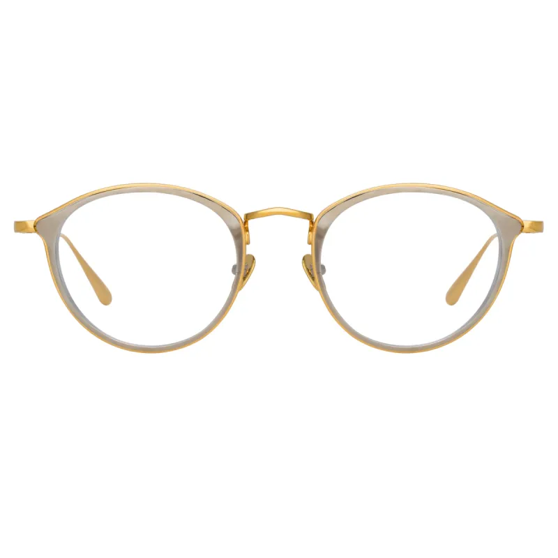 Luis Oval Optical Frame in Yellow Gold and White Gold (Men's) sold by Linda Farrow