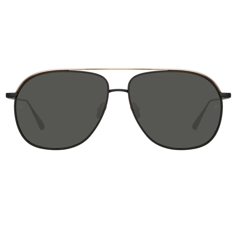 Matis Aviator Sunglasses in Black sold by Linda Farrow