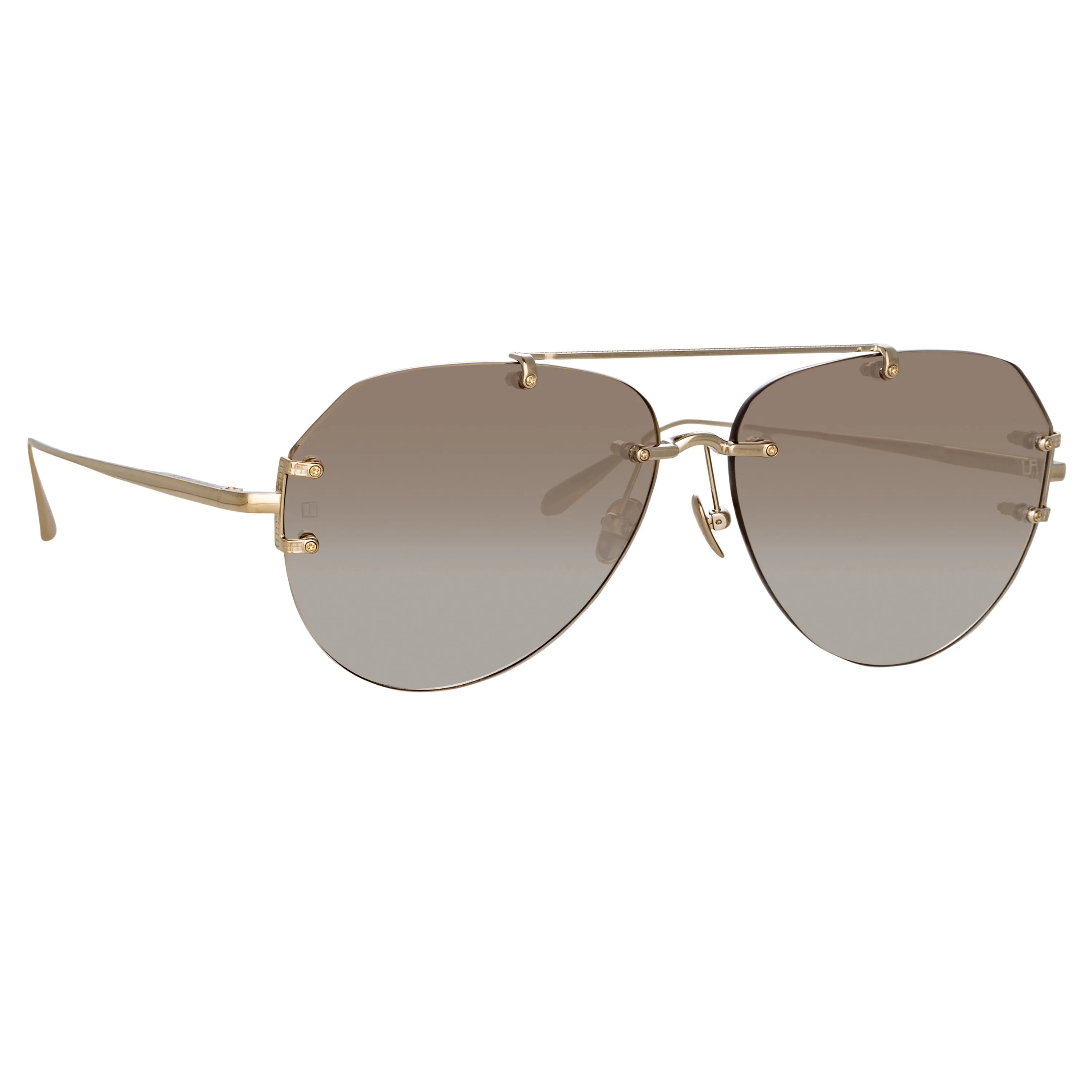 Duit Aviator Sunglasses in Light Gold sold by Linda Farrow