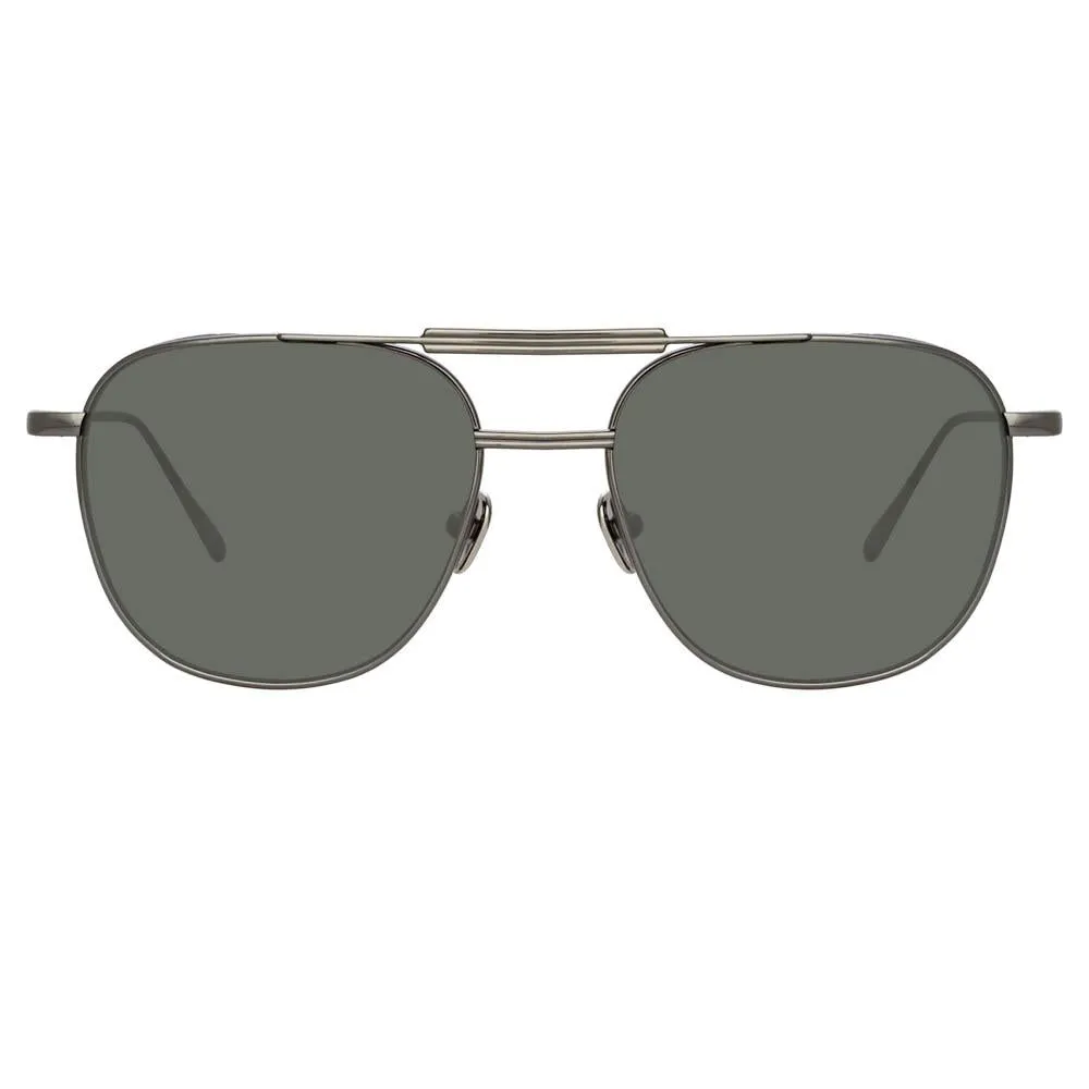 Wilder Aviator Sunglasses in Nickel sold by Linda Farrow