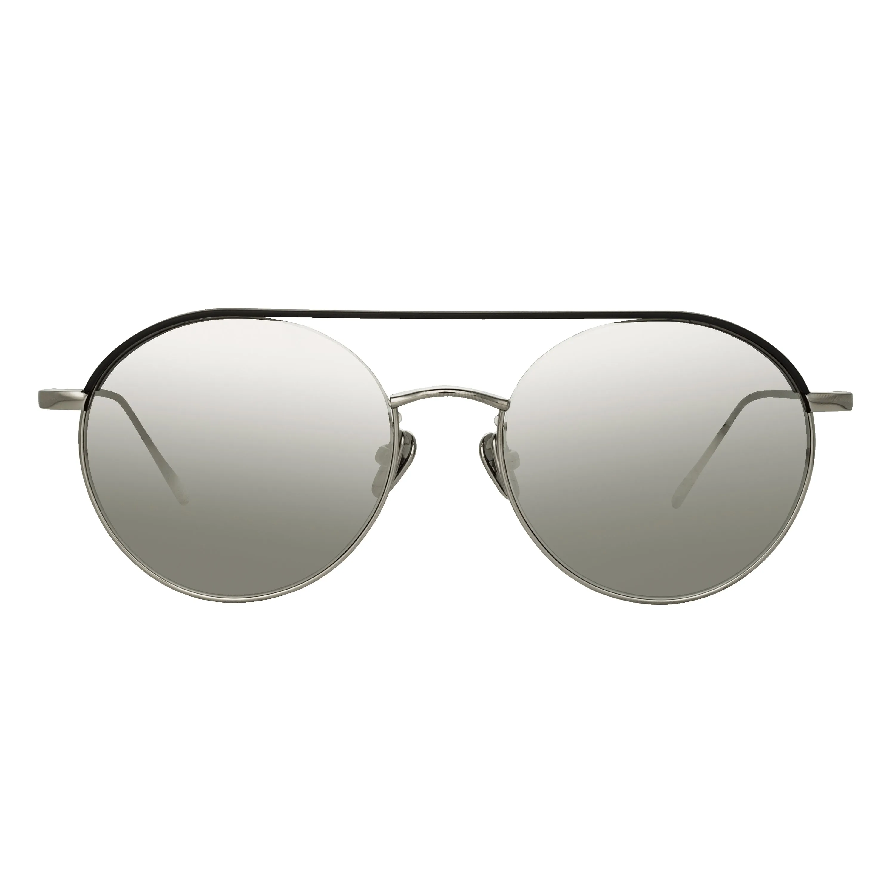 Dustin Round Sunglasses in Black and White Gold sold by Linda Farrow