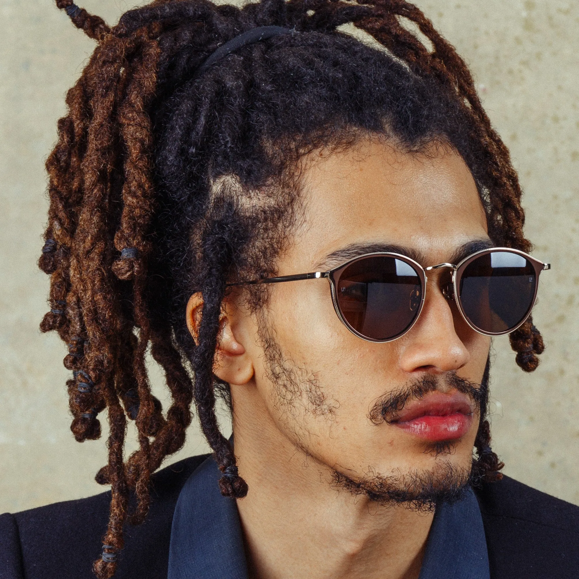 Luis Oval Sunglasses in Light Gold and Brown (Men's) sold by Linda Farrow product image thumbnail 3