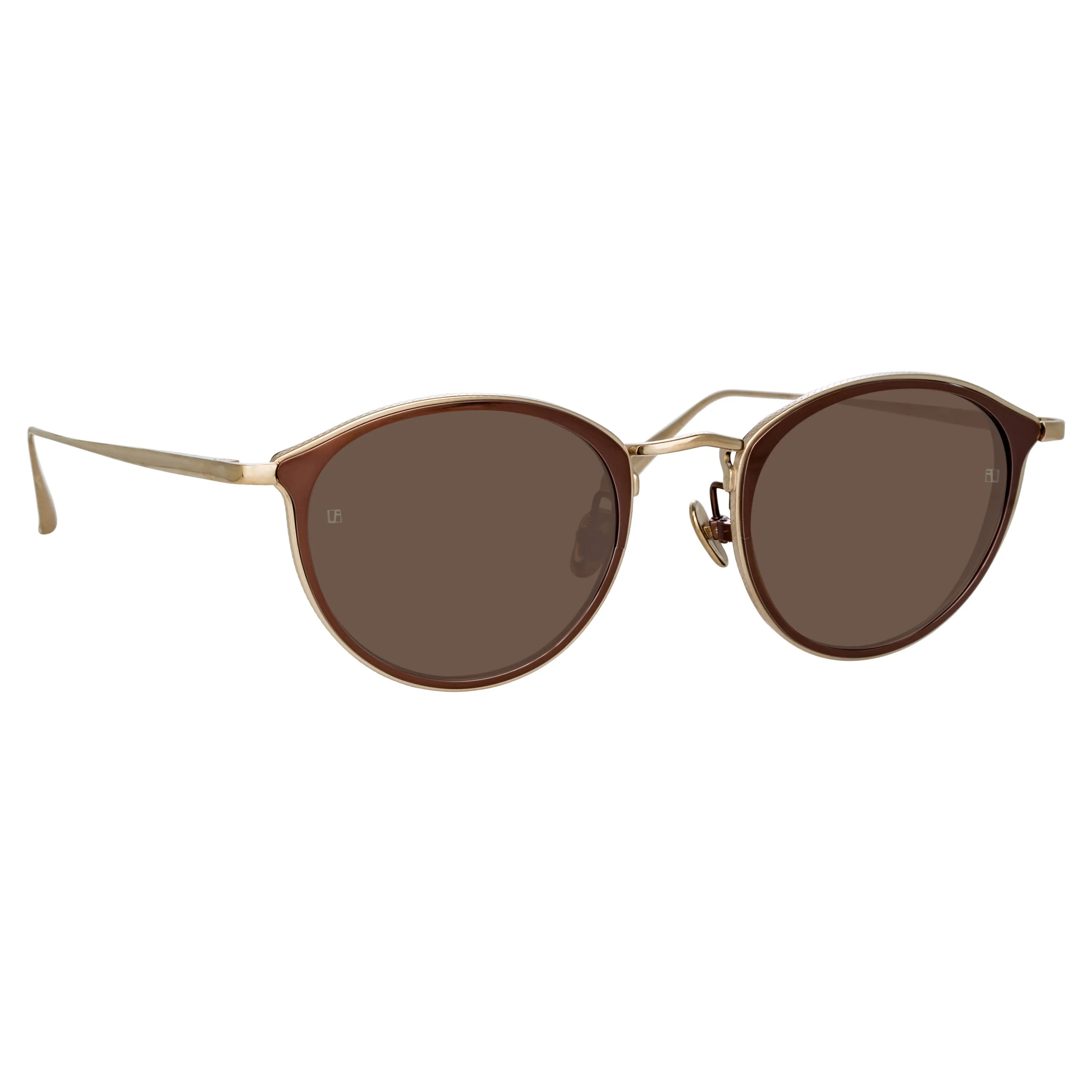 Luis Oval Sunglasses in Light Gold and Brown (Men's) sold by Linda Farrow product image thumbnail 4