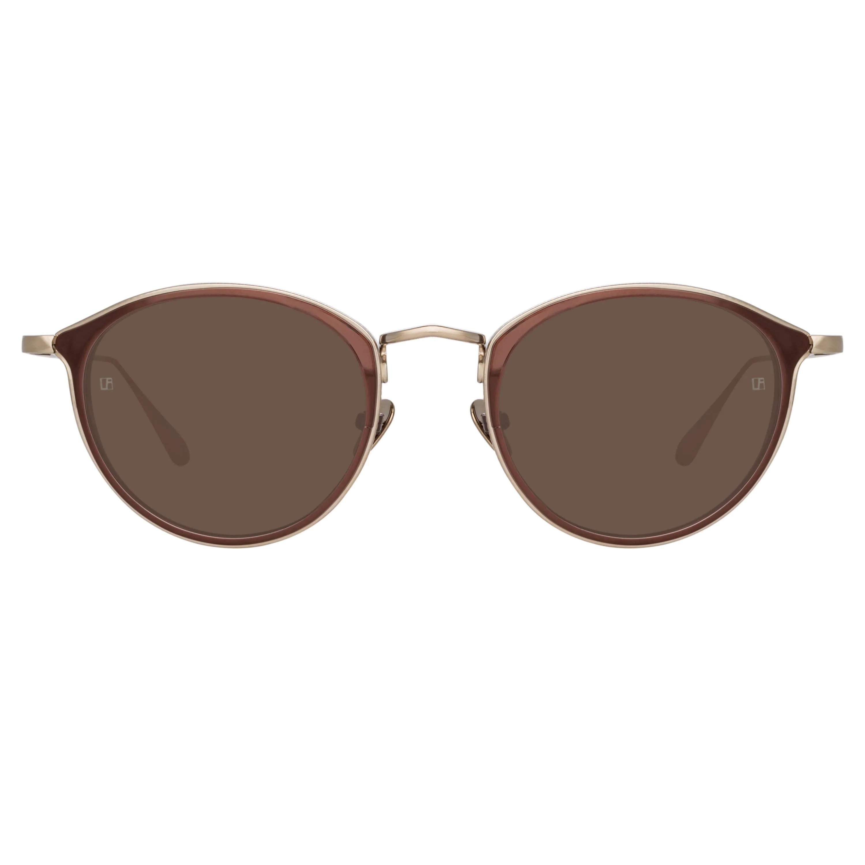 Luis Oval Sunglasses in Light Gold and Brown (Men's) sold by Linda Farrow