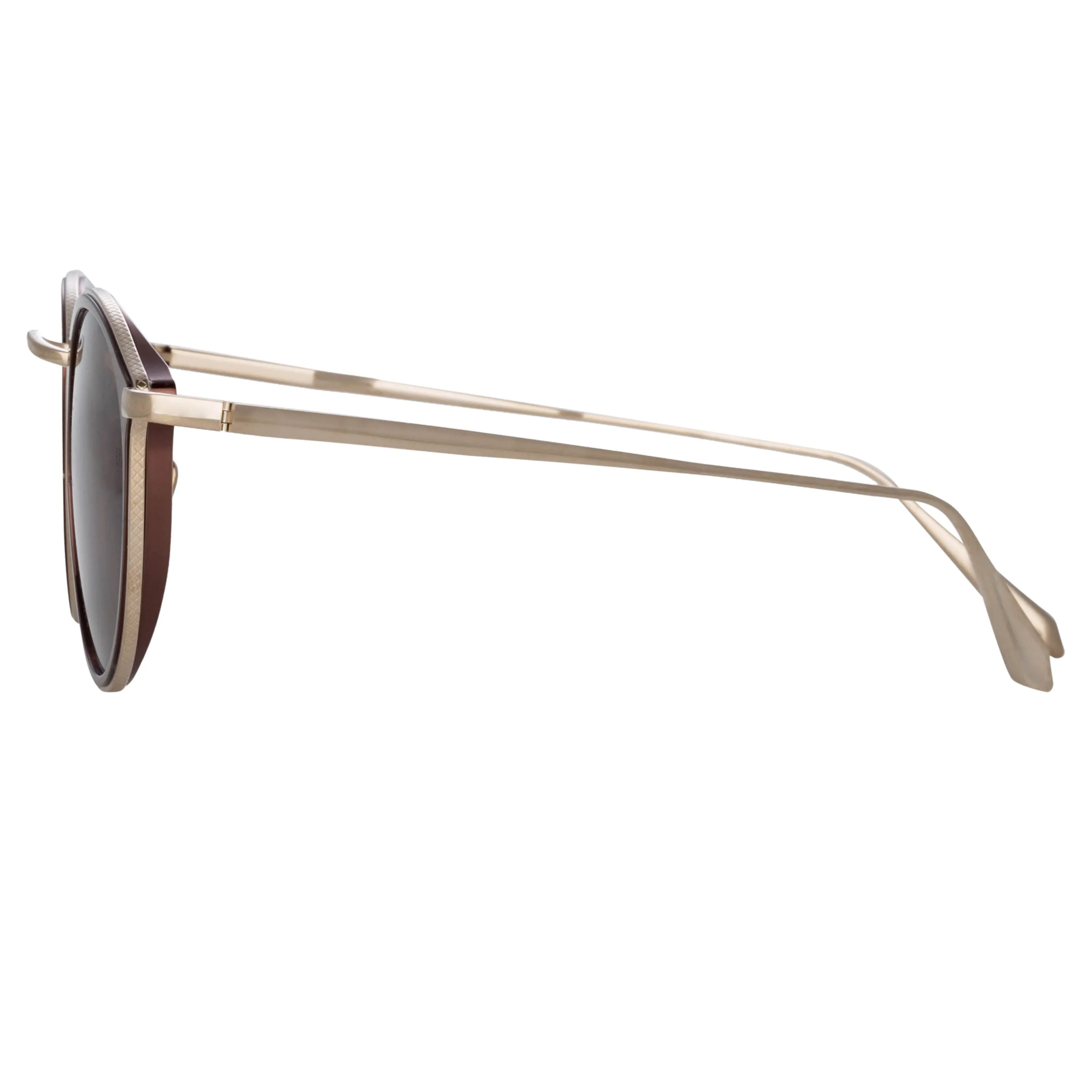 Luis Oval Sunglasses in Light Gold and Brown (Men's) sold by Linda Farrow product image thumbnail 5