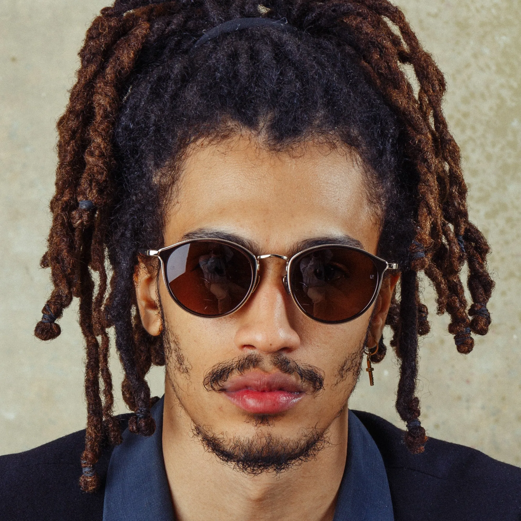 Luis Oval Sunglasses in Light Gold and Brown (Men's) sold by Linda Farrow product image thumbnail 2