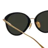 Song Cat Eye Sunglasses in Yellow Gold and Black sold by Linda Farrow