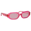 The Attico Irene Angular Sunglasses in Strawberry sold by Linda Farrow