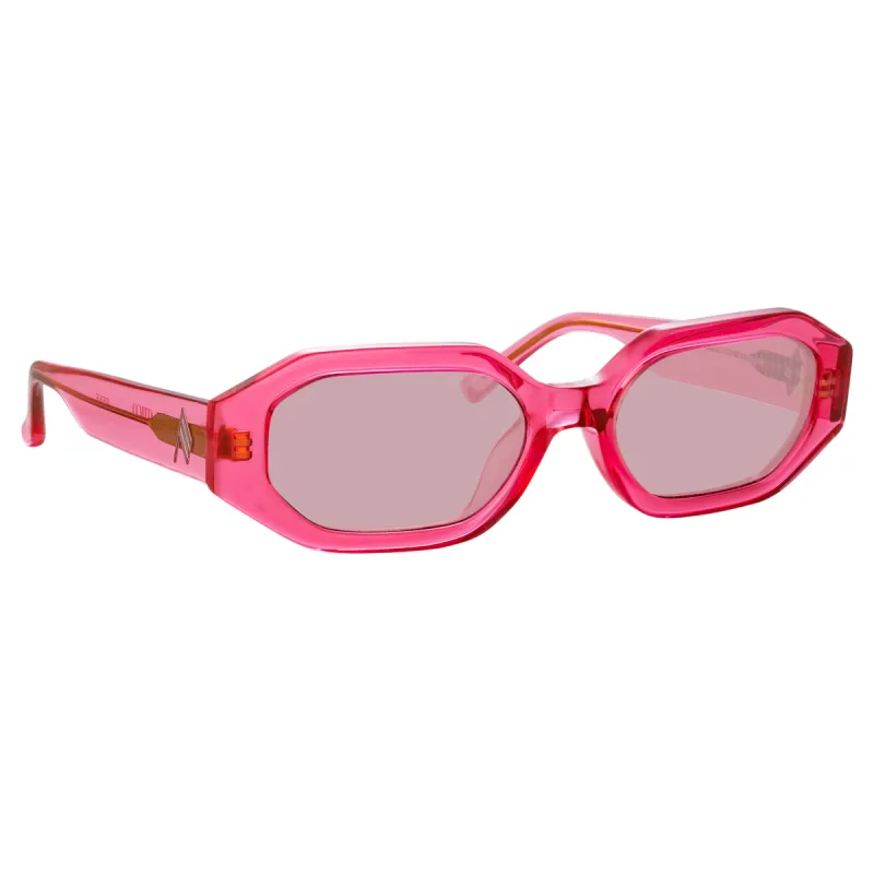 The Attico Irene Angular Sunglasses in Strawberry sold by Linda Farrow