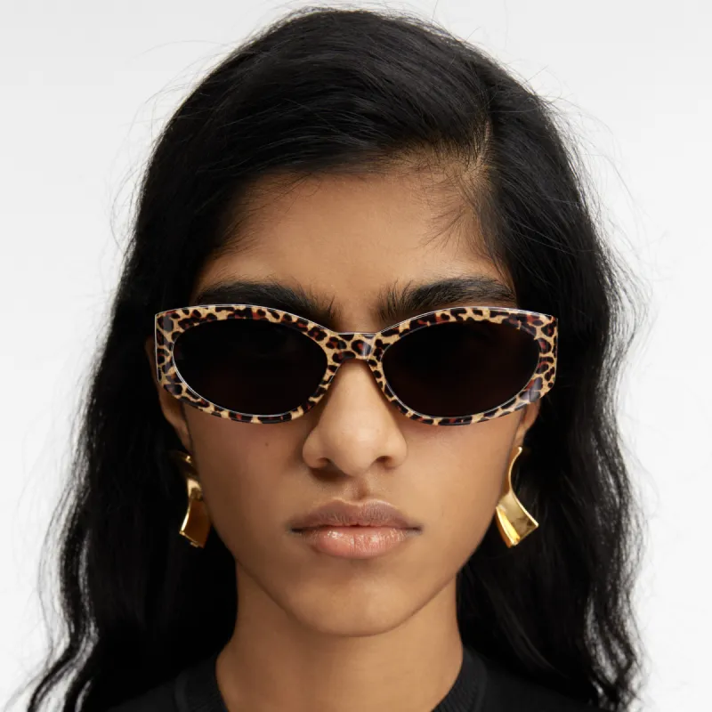 Ovalo Oval Sunglasses in Leopard by Jacquemus sold by Linda Farrow