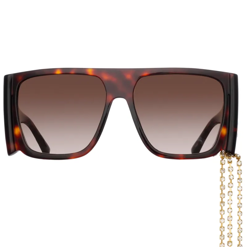Magda Butrym Flat Top Sunglasses in Tortoiseshell and Brown sold by Linda Farrow
