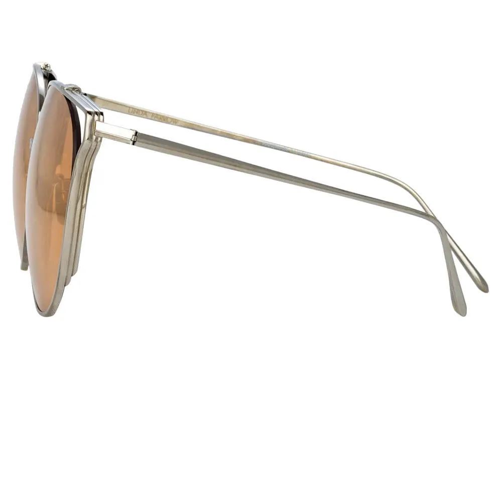 Joanna Oversized Sunglasses in White Gold sold by Linda Farrow product image thumbnail 4
