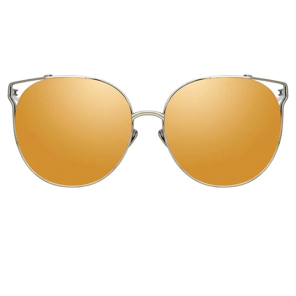 Joanna Oversized Sunglasses in White Gold sold by Linda Farrow