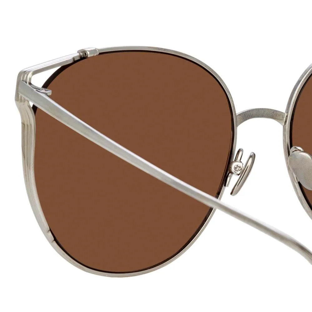 Joanna Oversized Sunglasses in White Gold sold by Linda Farrow product image thumbnail 5