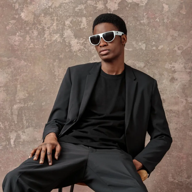 Men's Elodie Flat Top Sunglasses in White sold by Linda Farrow