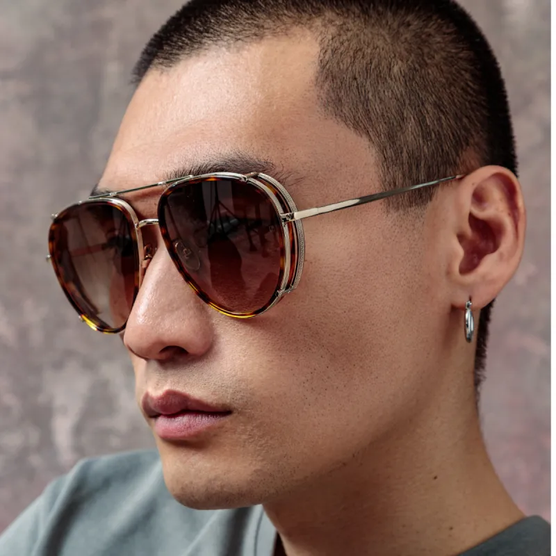 Men's Dimitri Aviator Sunglasses in Light Gold sold by Linda Farrow