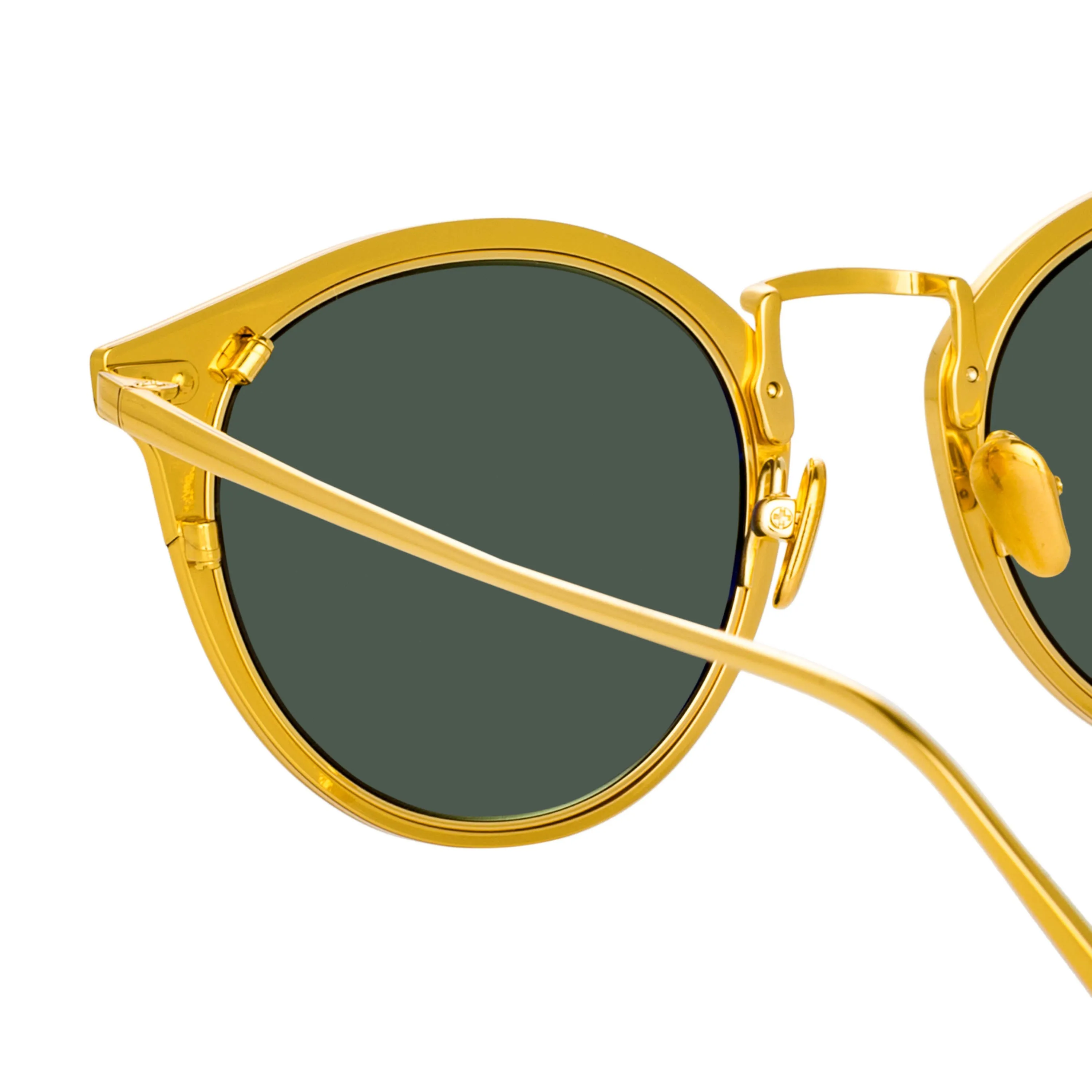 Cooper Oval Sunglasses in Yellow Gold and Green sold by Linda Farrow product image thumbnail 4