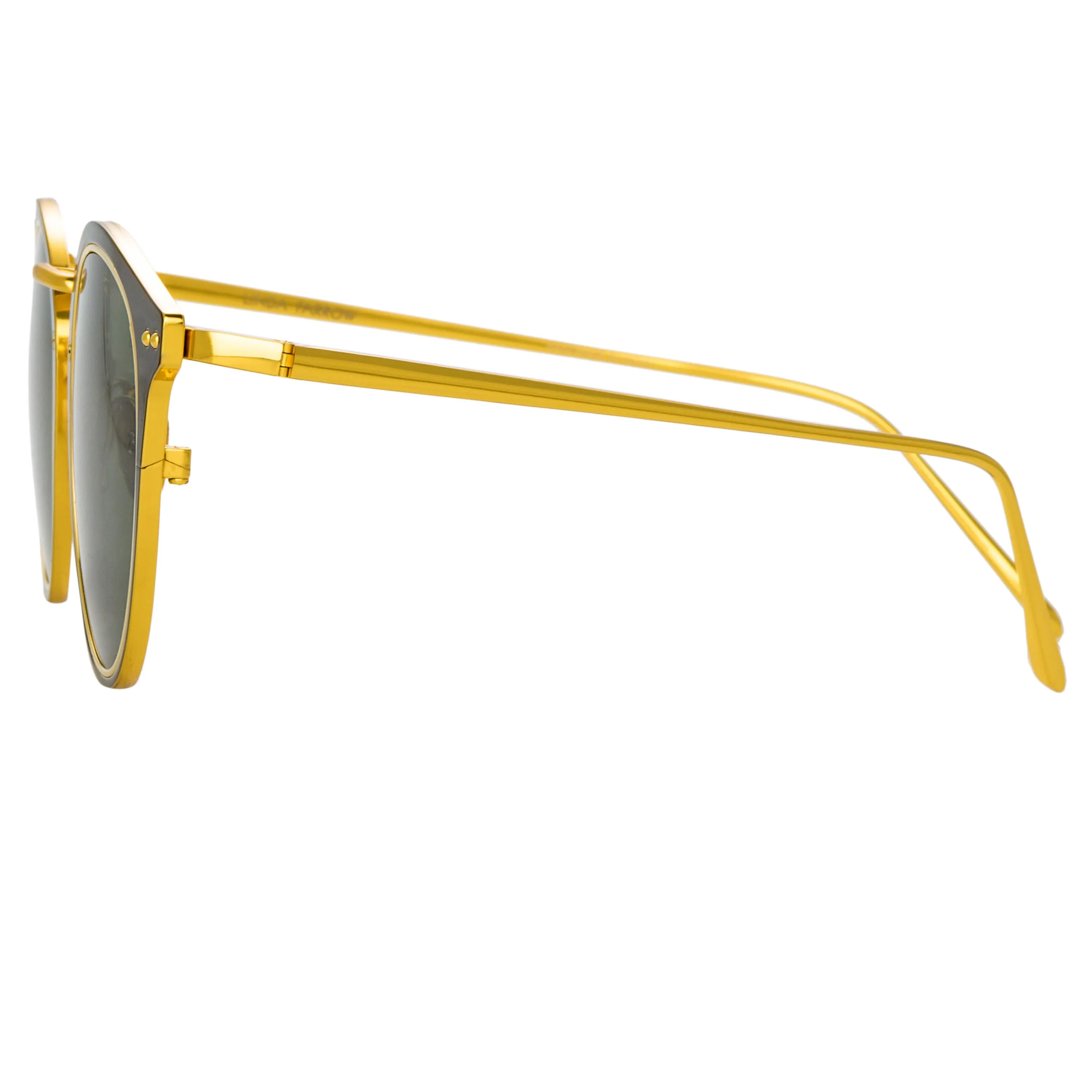 Cooper Oval Sunglasses in Yellow Gold and Green sold by Linda Farrow product image thumbnail 3