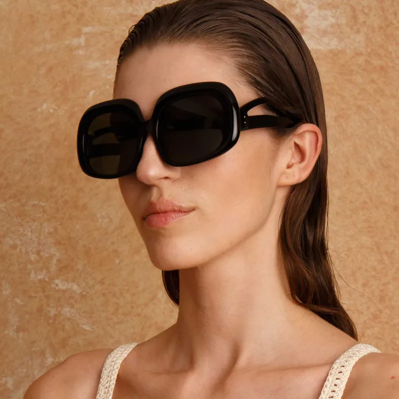Lea Oversized Sunglasses in Black sold by Linda Farrow